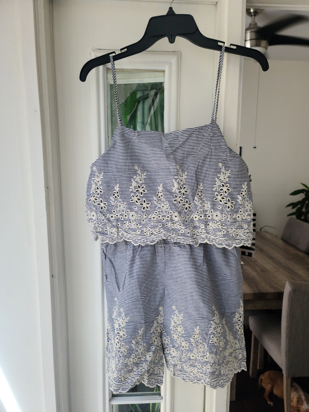 HYFVE Blue & White Striped Lace Romper
